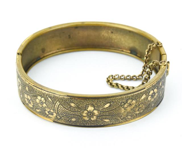 Antique Gold Filled Hinged Bangle Bracelet (1 of 8)