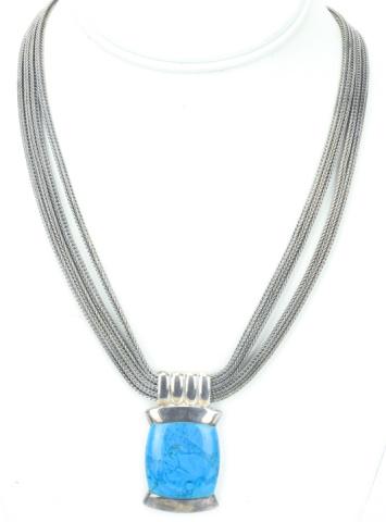 Sterling & Turquoise Multi Strand Pendant Necklace (1 of 8)