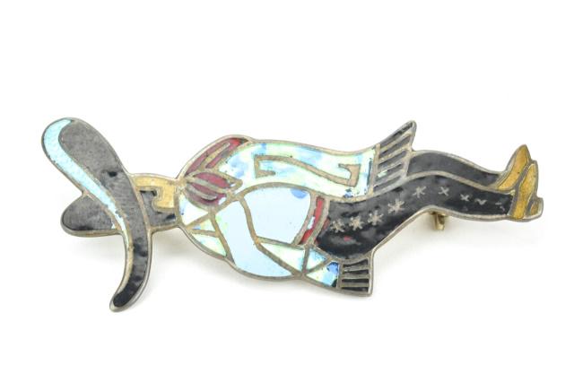 Meixcan Sterling Silver & Enamel Figural Pin (1 of 6)