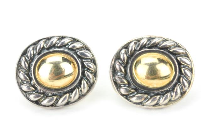 Pair French 14K Gold & Sterling Earrings (1 of 5)
