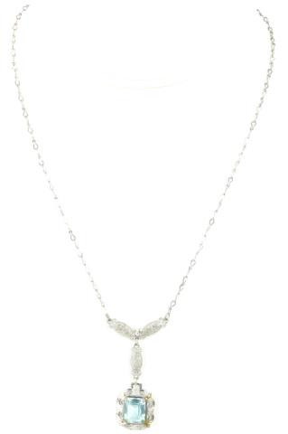 Antique Edwardian Sterling Aquamarine Necklace (1 of 10)