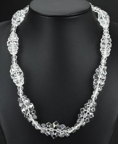 Antique Art Deco Era Faceted Rock Crystal Choker: Antique Art Deco Era Hand Knotted Faceted Graduated Rock Crystal Choker Necklace. With sterling clasp. Hallmarked on clasp. Measures 17 inches in length.