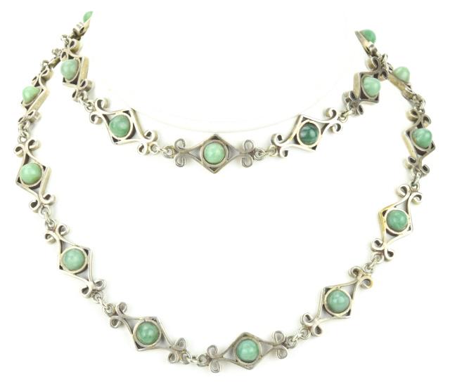 Vintage Mexican Sterling Necklace Jasper Cabochons (1 of 7)