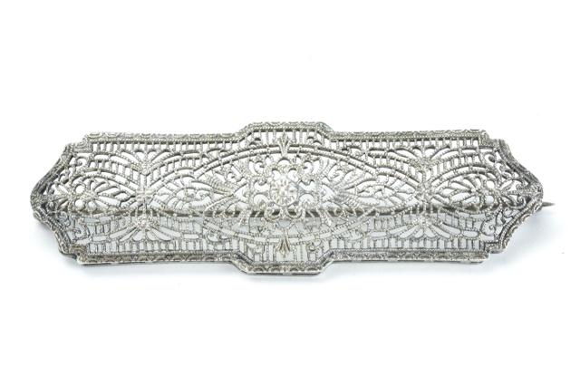 Antique Edwardian Sterling Filigree Brooch (1 of 7)
