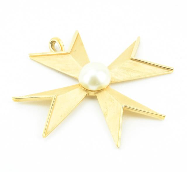 Large Crown Trifari Maltese Cross Necklace Pendant (1 of 5)