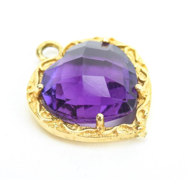 Estate 14kt Yellow Gold & Amethyst Heart Pendant (1 of 4)