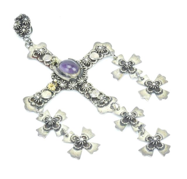 Estate Large Maltese Sterling Cross w Amethyst (1 of 7)