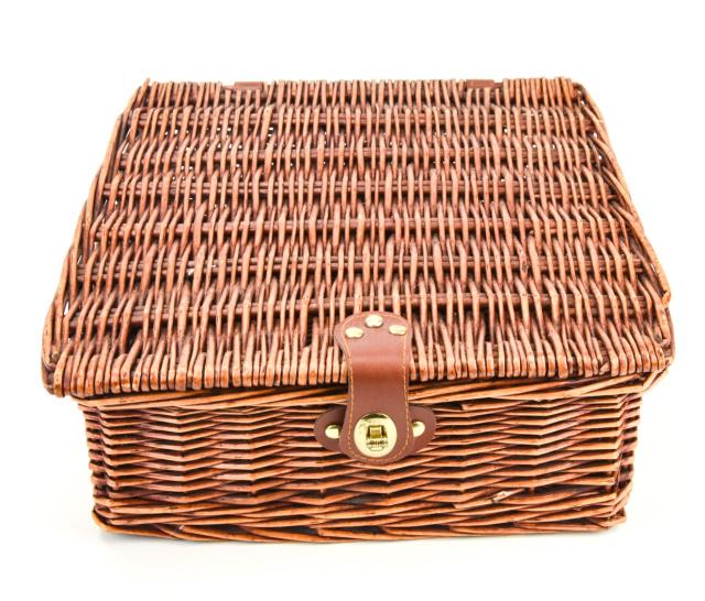 Vintage Handmade Picnic Basket w Leather Straps (1 of 8)