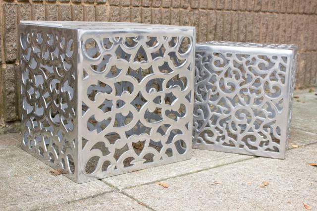 Reticulated Metal Alloy Indoor Outdoor Side Tables (1 of 8)