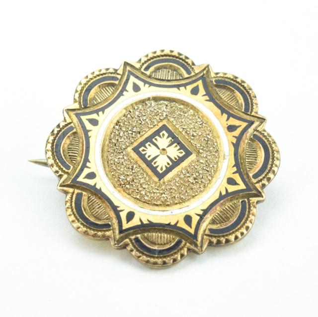 Antique 19th C 10kt Gold & Black Enamel Pendant (1 of 6)