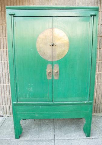 Antique Chinese Wedding Cabinet w Brass Hardware (1 of 6)
