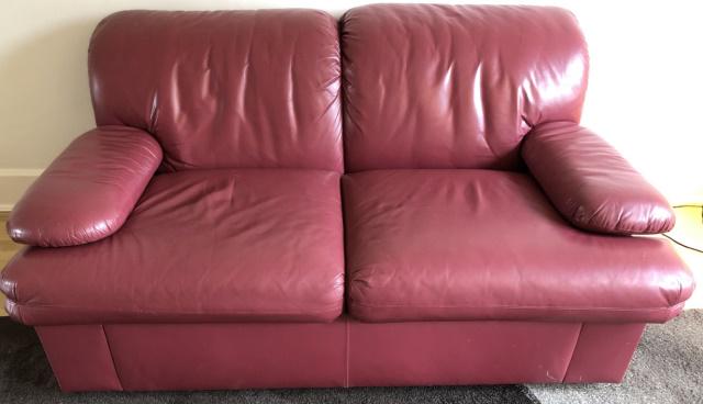 Contemporary Quality Red Leather Love Seat (1 of 7)