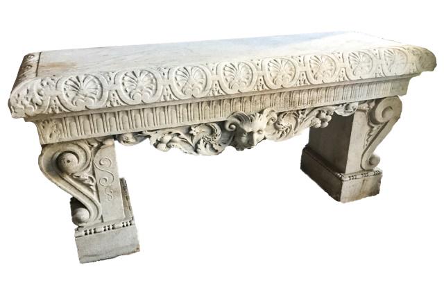 Antique 19th C Marble Garden Bench w Provenance (1 of 7)
