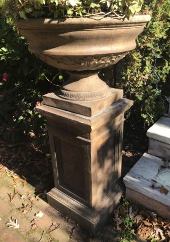 Large Cast Stone Garden Urn on Plinth Pedestal (1 of 3)