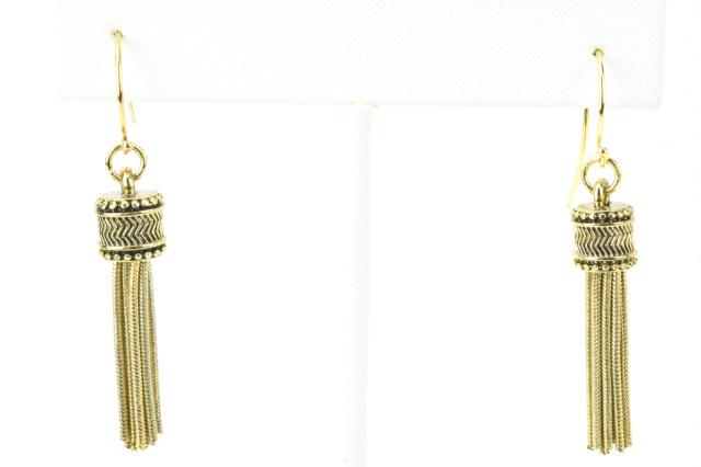 Estate 14kt Yellow Gold Tassel Pendant Earrings (1 of 6)