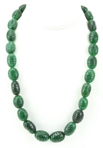 Hand Carved Emerald Necklace w 750 Carats of Beads (1 of 6)