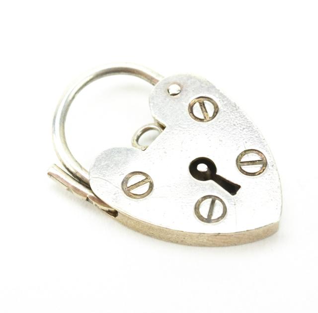 Antique English Sterling Heart Padlock Pendant (1 of 5)
