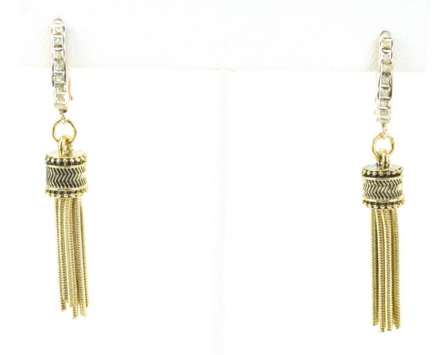 Pair 10kt Gold Diamond & Tassel Pendant Earrings (1 of 6)