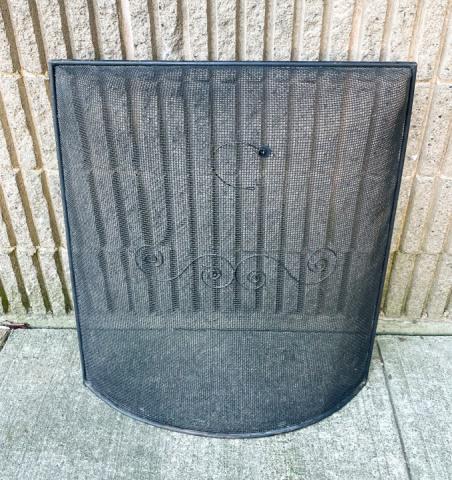 Antique Mesh Wrought Iron Framed Fireplace Screen (1 of 6)