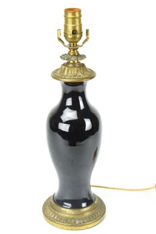 Chinese Ormolu Mounted Mirror Black Glazed Lamp (1 of 6)