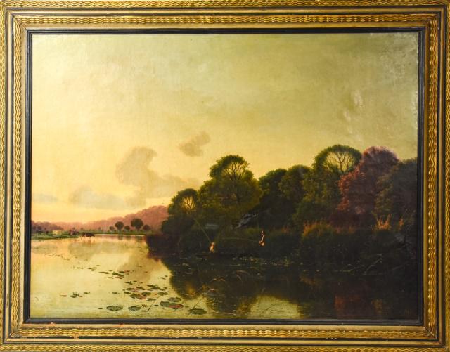 Antique Hudson River Style Landscape Oil Painting (1 of 10)