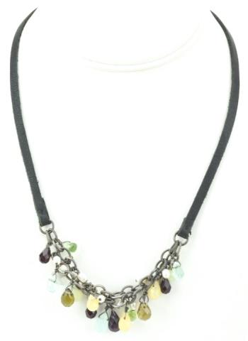 Sterling Silver Briolette Gemstone Charm Necklace (1 of 7)