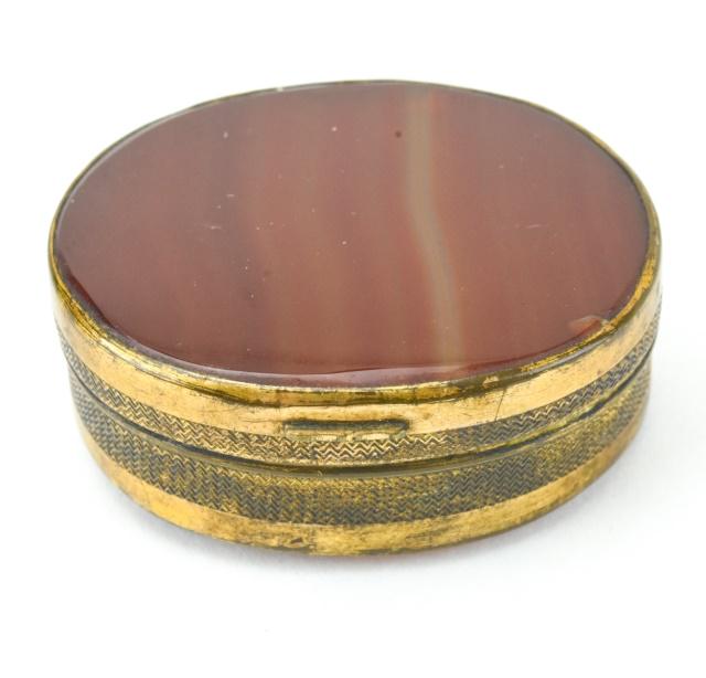 Antique 19th C Banded Agate Snuff Box / Pill Box (1 of 6)