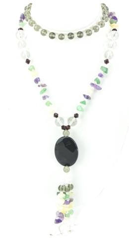 Pools of Light Amethyst & Jade Tassel Necklace (1 of 7)