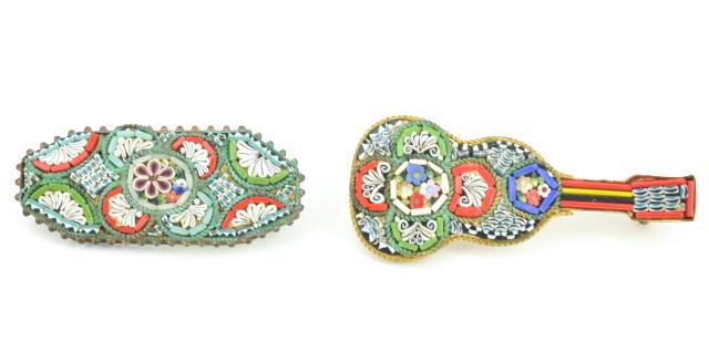 Antique Italian Micro Mosaic Charm Brooch Pins (1 of 6)