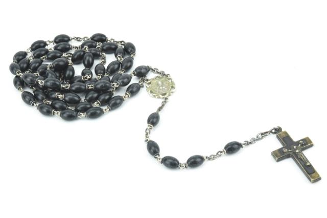 Vintage Sterling & Ebony Wood Rosary Bead Necklace (1 of 8)