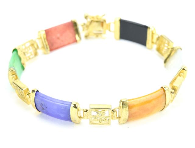 Vintage Chinese Jade & Hardstone Panel Bracelet (1 of 6)