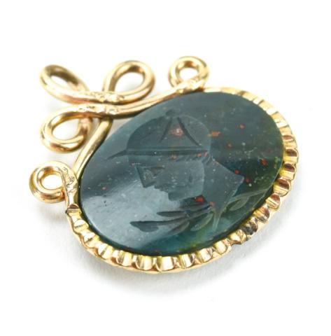 Antique 19th C Bloodstone Intaglio Fob or Pendant (1 of 5)