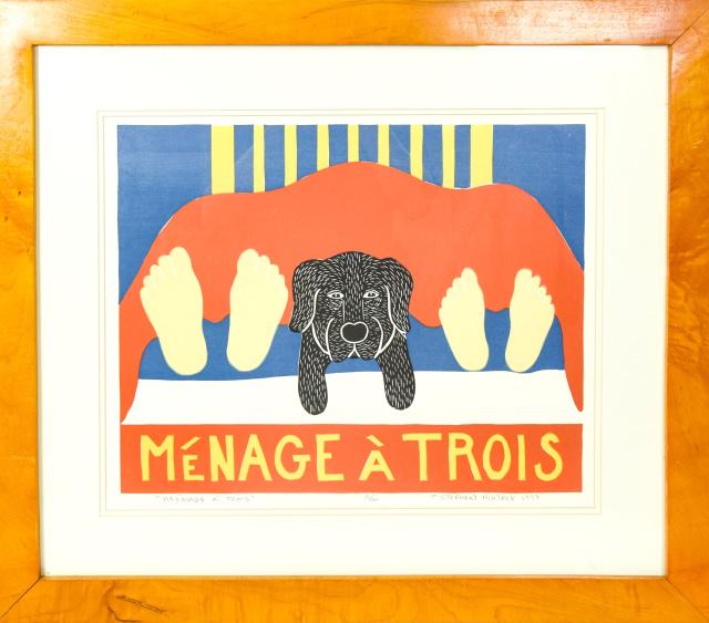Stephen Huneck 13/500 Lithograph "Menage A Trois" (1 of 10)