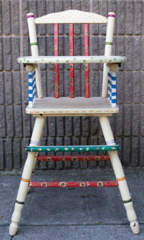 Antique Hand Painted Infants Wood High Chair (1 of 6)