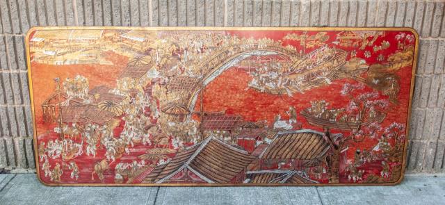 Chinese Red Lacquer & Gilt Wall Panel (1 of 7)