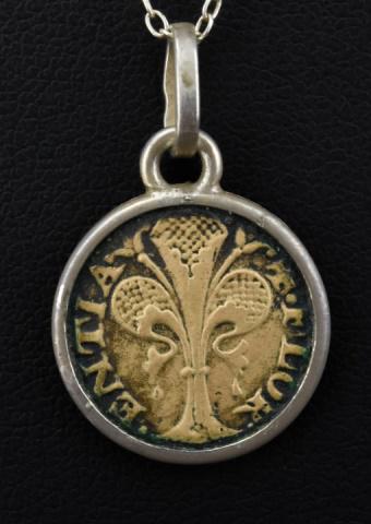 Sterling Florence Florin Coin Pendant Necklace: Handcrafted Sterling Florence Florin Coin Pendant Necklace. Hallmarked on bail. Originally purchased from La Gazza Ladra. Pendant measures .75 of an inch. Necklace measures 26 inches in length.