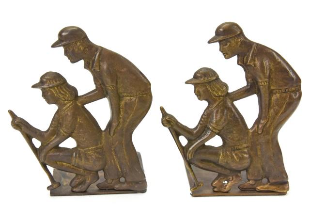 Pair Vintage Rubbed Brass Golfer Bookends (1 of 9)