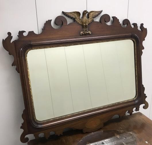 Antique Mahogany Wall Mirror w Gilt Wood Eagle (1 of 6)
