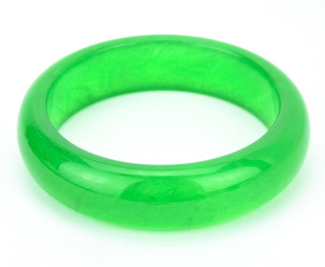 Carved Chinese Green Jade Bangle Bracelet (1 of 6)