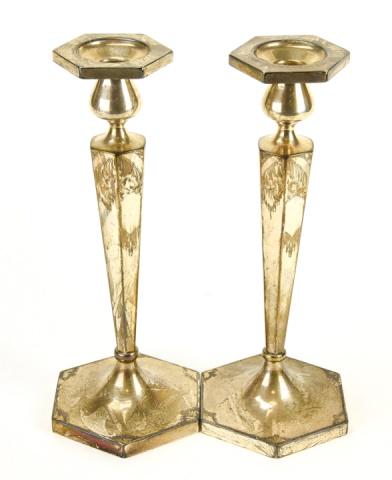 Pair Antique Engraved Sterling Silver Candlesticks (1 of 7)