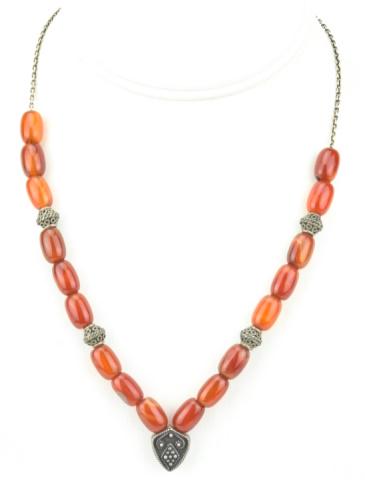 Antique Silver & Carnelian Bead Necklace Strand (1 of 7)