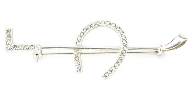 Vintage Sterling Marcasite Equestrian Motif Brooch (1 of 7)