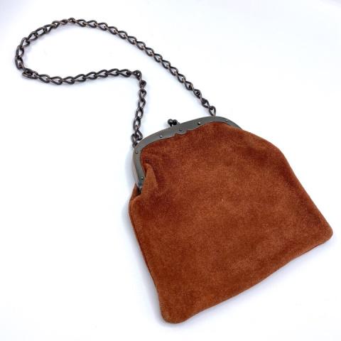 Vintage Brown Suede Bag with Copper Handle (1 of 3)