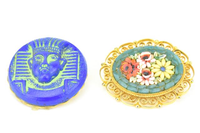 Vintage Egyptian Revival & Micro Mosaic Brooches (1 of 7)
