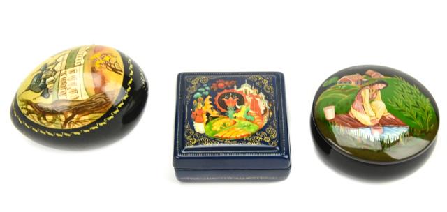 Collection Russian Lacquered Boxes & Lacquered Egg (1 of 8)