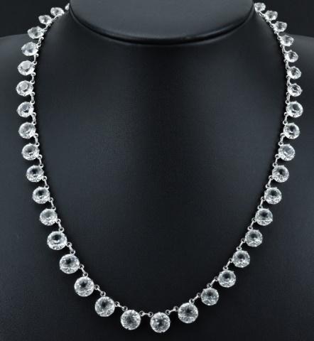Antique Sterling Silver & Paste Riviere Necklace (1 of 6)