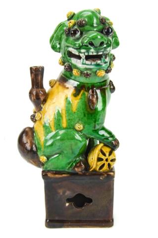 Antique Chinese Spinach Egg Glaze Foo Lion Censor (1 of 6)