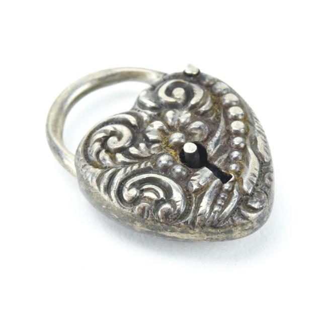 Sterling Repousse Padlock Pendant or Clasp (1 of 6)