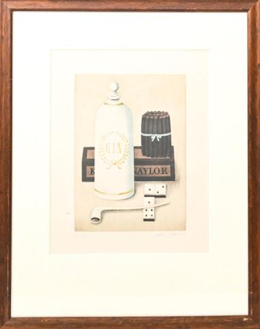 Framed Jan Balet "Gin, Cigars, Pipe" Lithograph (1 of 7)