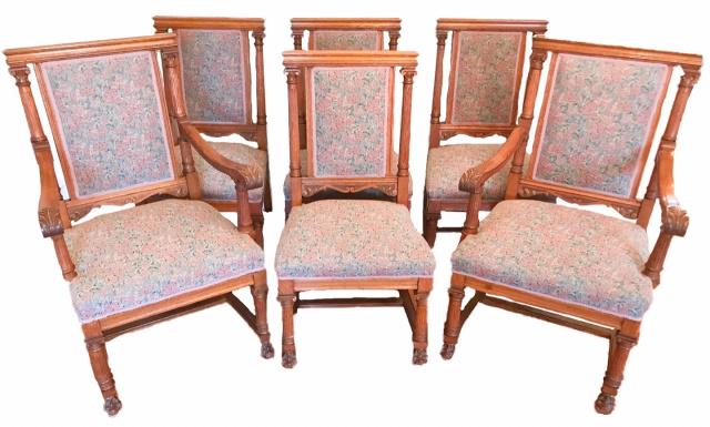 Antique RJ Horner Carved Oak Dining Chairs (1 of 9)